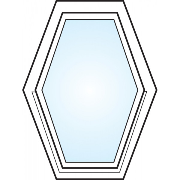 Fönster 3-glas energi argon 6-kant vitmålad Modul 6x8